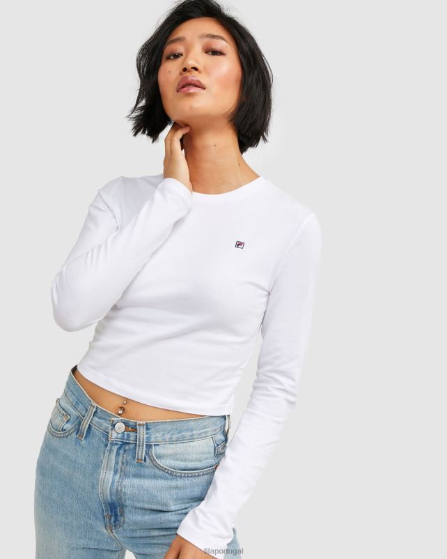 PPH0J2885 branco FILA camiseta feminina com logo fila branca
