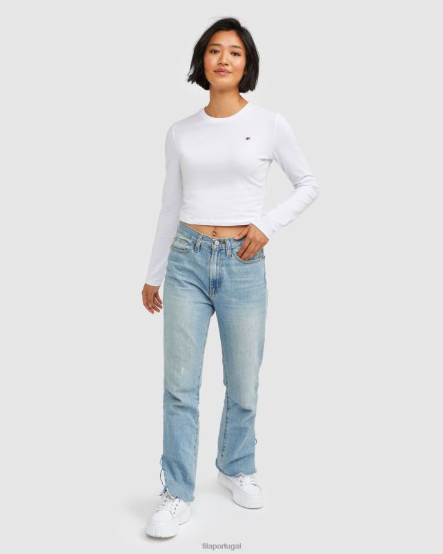 PPH0J2885 branco FILA camiseta feminina com logo fila branca