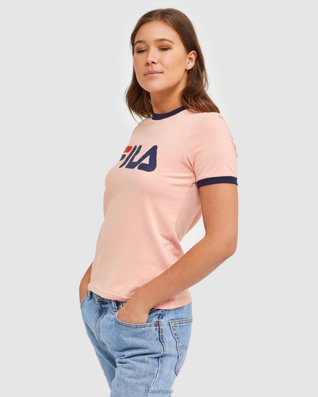 PPH0J2894 rosa suave FILA camiseta ringer feminina clássica fila mellow rose