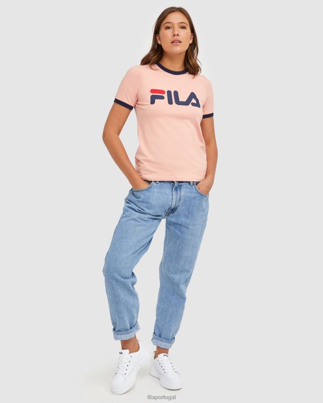 PPH0J2894 rosa suave FILA camiseta ringer feminina clássica fila mellow rose