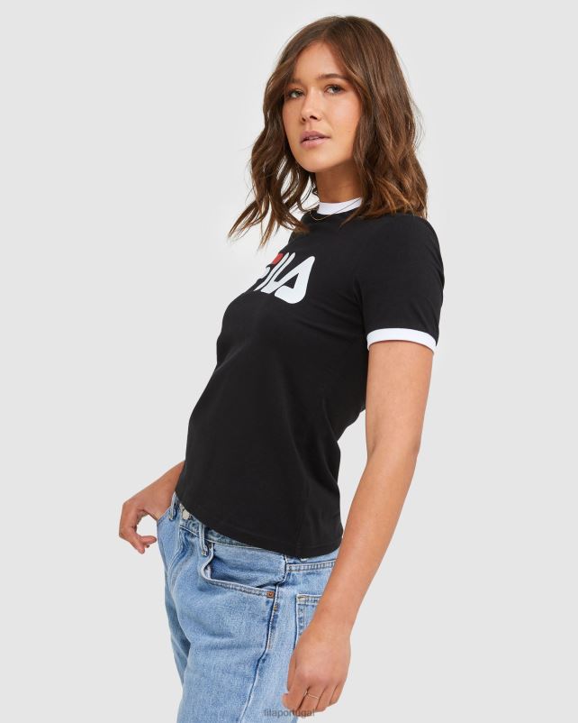 PPH0J2903 preto FILA camiseta ringer feminina clássica fila preta