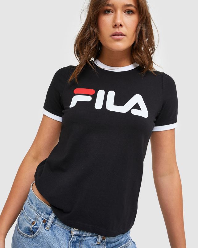 PPH0J2903 preto FILA camiseta ringer feminina clássica fila preta