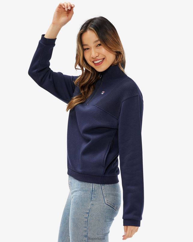 PPH0J2965 marinha FILA emblema fila feminino qtr zip azul marinho
