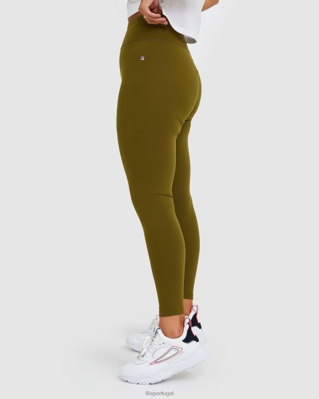 PPH0J2987 azeitona militar FILA emblema feminino tight militar olive fila