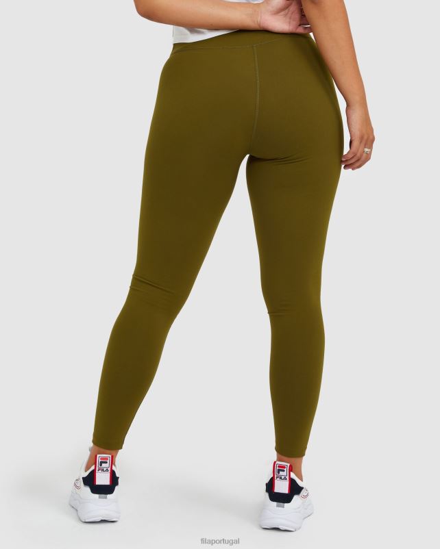 PPH0J2987 azeitona militar FILA emblema feminino tight militar olive fila