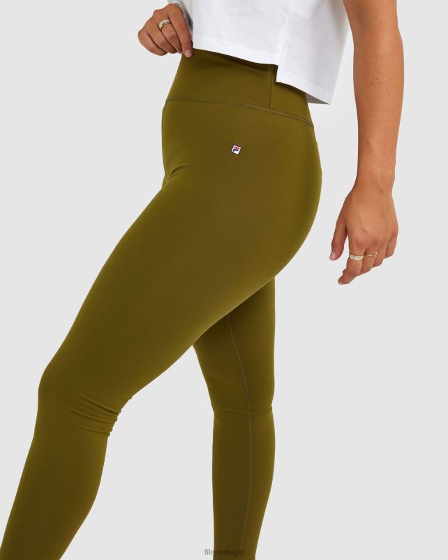 PPH0J2987 azeitona militar FILA emblema feminino tight militar olive fila