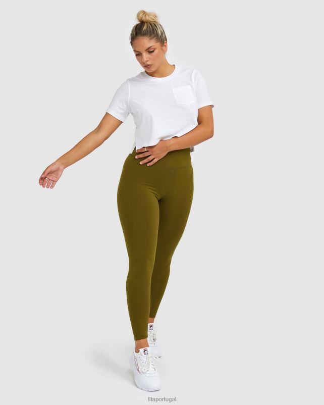 PPH0J2987 azeitona militar FILA emblema feminino tight militar olive fila