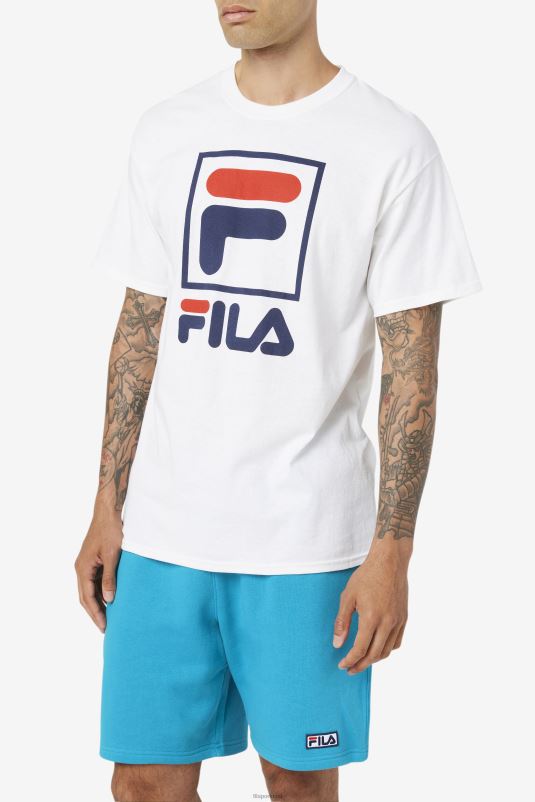 PPH0J303 branco/marinho/vermelho FILA camiseta fila stacked branca/marinho/vermelha