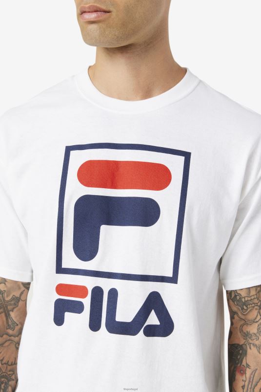 PPH0J303 branco/marinho/vermelho FILA camiseta fila stacked branca/marinho/vermelha