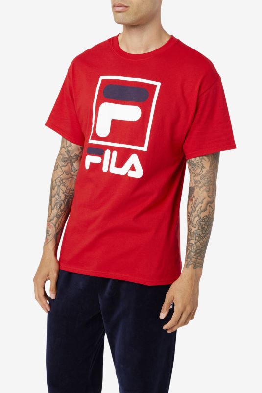 PPH0J306 vermelho/branco/marinho FILA camiseta stacked vermelha/branca/marinho fila