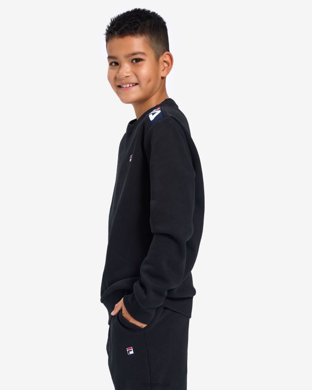 PPH0J3107 preto FILA emblema infantil 20 crew preto fila
