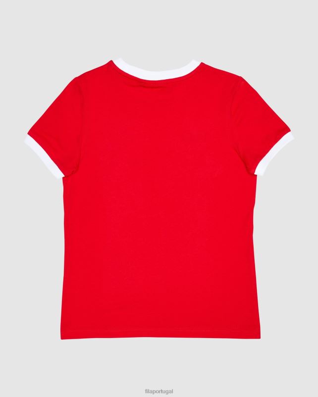 PPH0J3131 vermelho FILA camiseta ringer feminina clássica vermelha fila