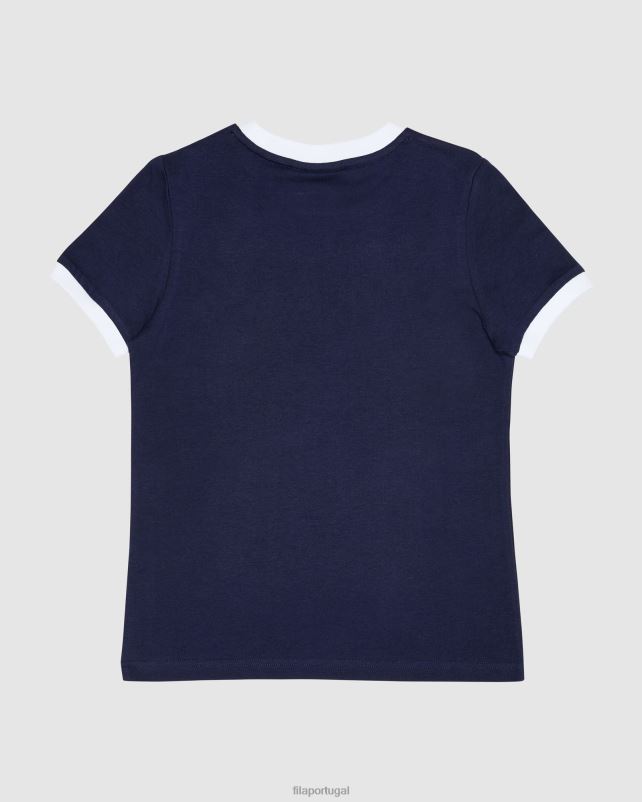 PPH0J3134 nova marinha FILA camiseta ringer feminina clássica fila new navy