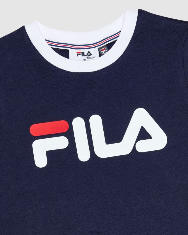 PPH0J3134 nova marinha FILA camiseta ringer feminina clássica fila new navy