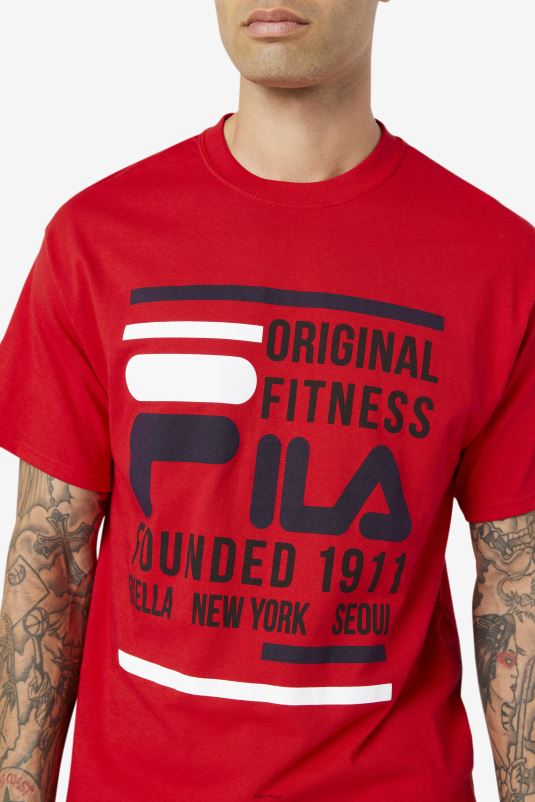 PPH0J354 vermelho/marinho/branco FILA camiseta fitness original vermelha/marinho/branca fila