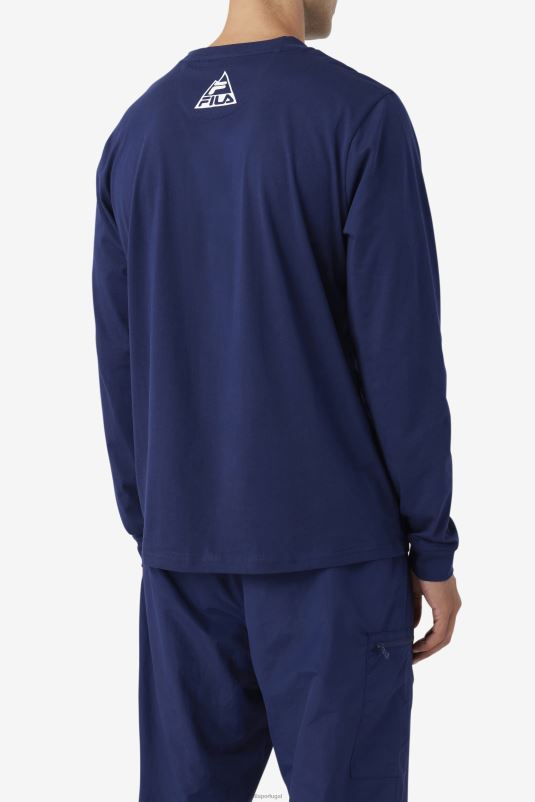 PPH0J406 marinho/água gelada/garça FILA camiseta fila azul marinho/iced aqua/egret kare manga longa