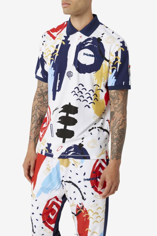 PPH0J417 branco/casaco/vermelho FILA polo estampado fila fila x the museu branco/peacoat/vermelho