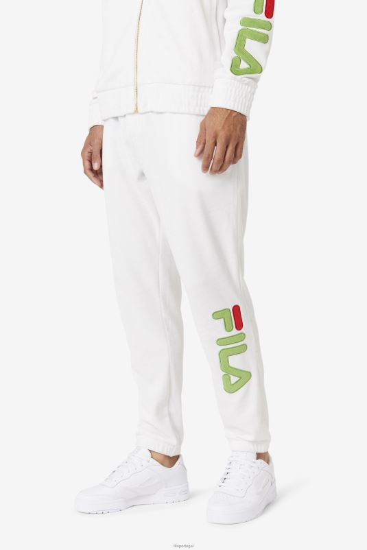 PPH0J601 branco/verde floresta/vermelho FILA fila mansur veludo pant branco/verde floresta/vermelho