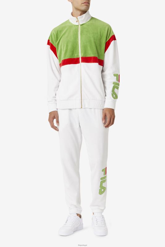 PPH0J601 branco/verde floresta/vermelho FILA fila mansur veludo pant branco/verde floresta/vermelho