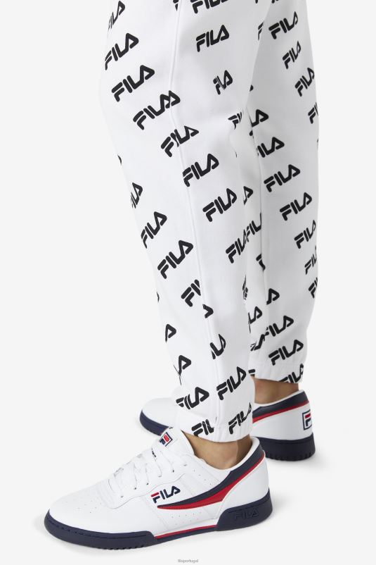 PPH0J699 Branco preto FILA jogger fila diagonal logo branco/preto
