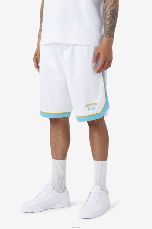 PPH0J706 branco/azul/amarelo radiante FILA short de basquete semi-profissional fila branco/azul/amarelo radiante