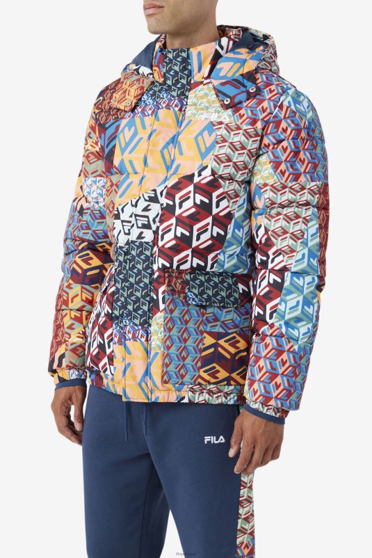 PPH0J770 oceano/amarelo/branco FILA jaqueta vostok outdoor puffer fila ocean/amarelo/branco