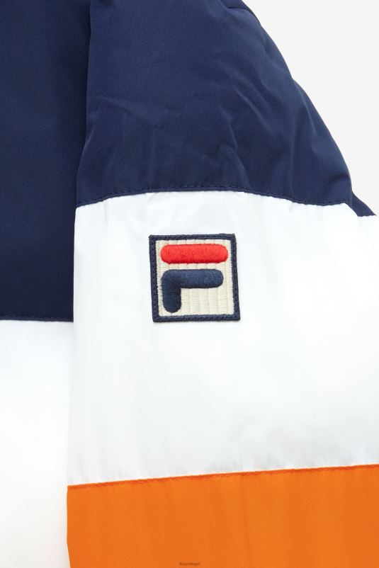 PPH0J782 casaco/branco/laranja sol/vermelho FILA jaqueta giovanni puffa fila peacoat/branco/laranja sol/vermelho