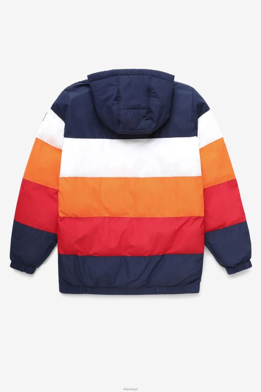 PPH0J782 casaco/branco/laranja sol/vermelho FILA jaqueta giovanni puffa fila peacoat/branco/laranja sol/vermelho