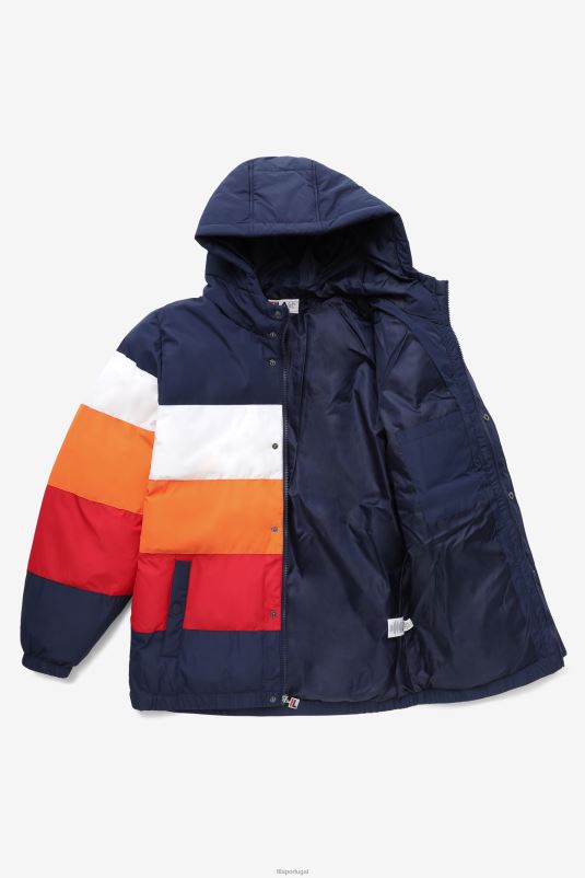 PPH0J782 casaco/branco/laranja sol/vermelho FILA jaqueta giovanni puffa fila peacoat/branco/laranja sol/vermelho