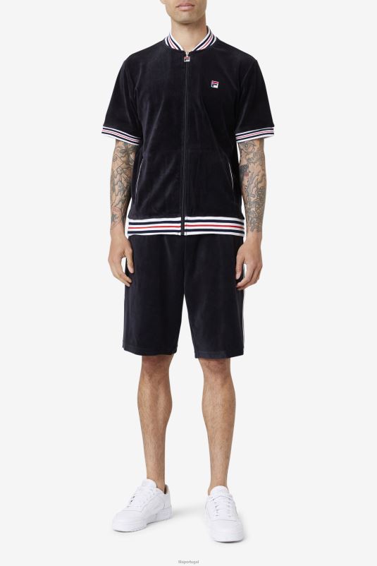 PPH0J953 Preto branco FILA estudio jaqueta veludo preto/branco fila