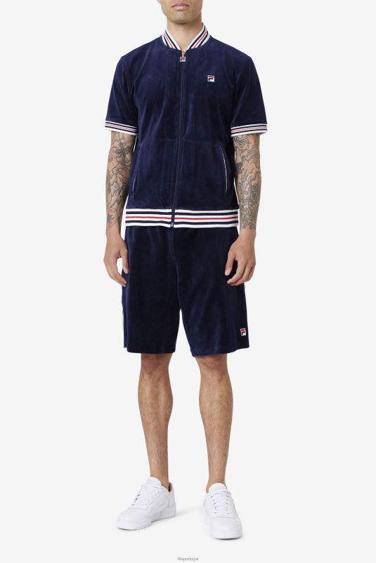 PPH0J955 marinho/branco FILA jaqueta fila estudio veludo azul marinho/branco