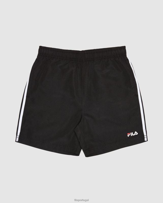 PPH0J3125 preto FILA short infantil clássico em microfibra preto fila