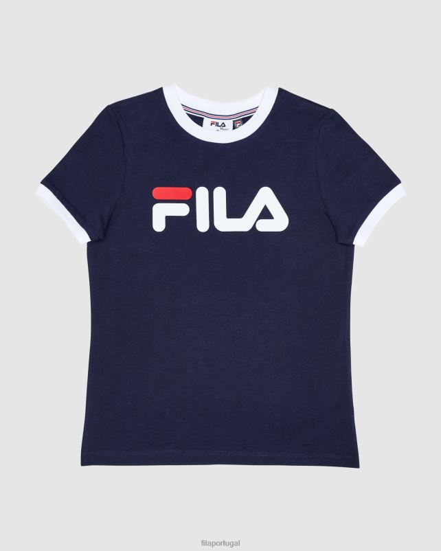 PPH0J3134 nova marinha FILA camiseta ringer feminina clássica fila new navy