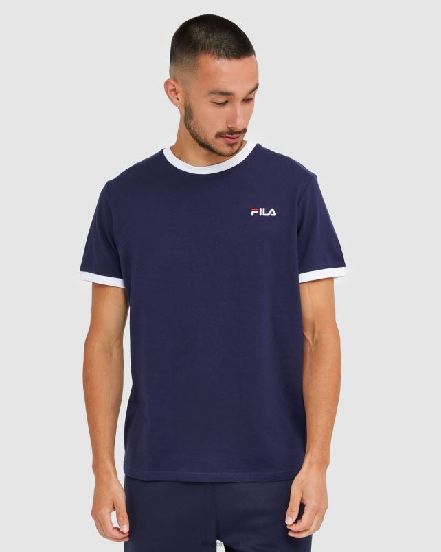 PPH0J2483 nova marinha FILA camiseta ringer masculina clássica nova fila azul marinho