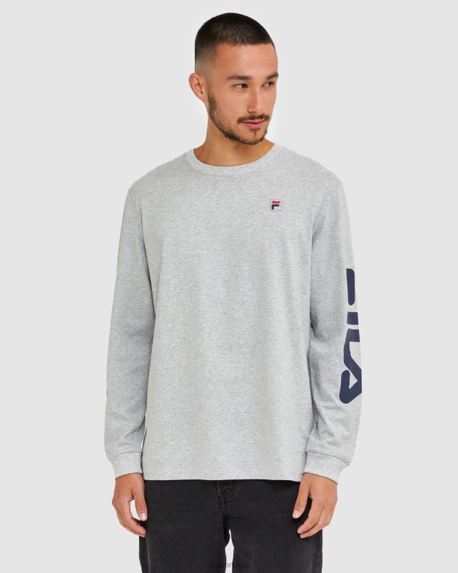 PPH0J2501 mármore prateado FILA camiseta clássica masculina manga longa silver marle fila