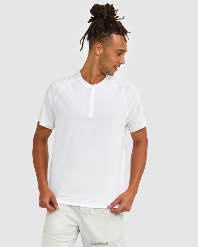 PPH0J2527 branco FILA camiseta fila masculina henley gola alta branca