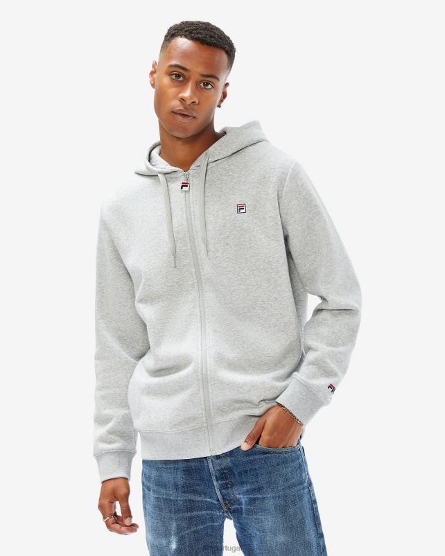 PPH0J2645 mármore prateado FILA emblema unissex 2.0 zip capuz prata marle fila