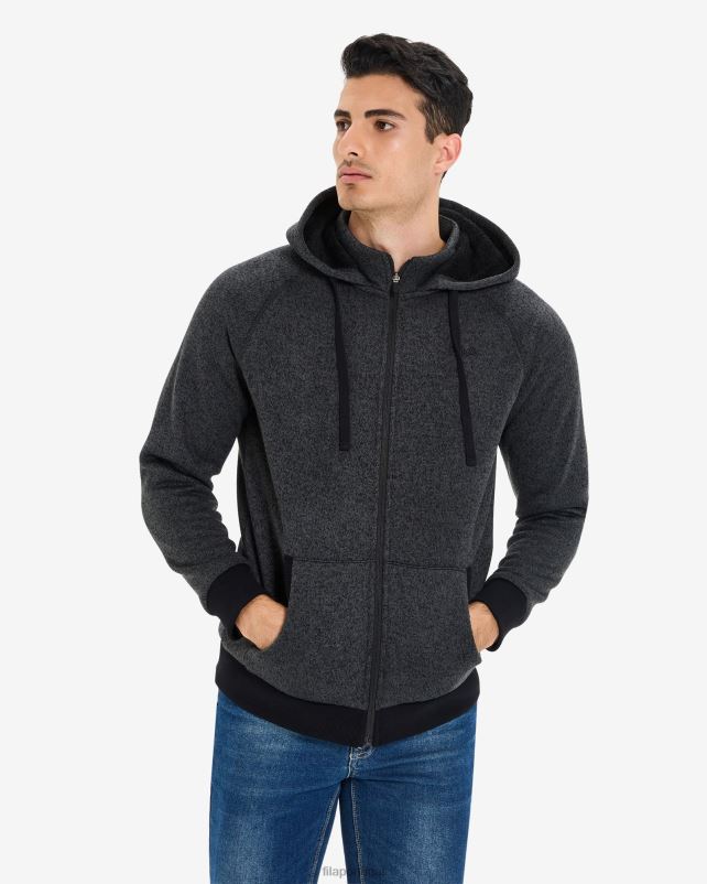 PPH0J2651 mármore preto FILA jaqueta romana zip unissex preta marle fila