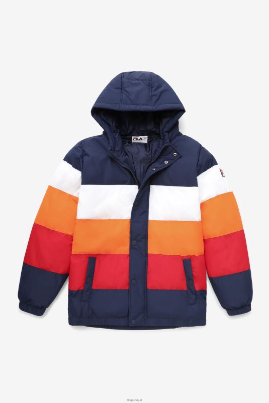 PPH0J782 casaco/branco/laranja sol/vermelho FILA jaqueta giovanni puffa fila peacoat/branco/laranja sol/vermelho