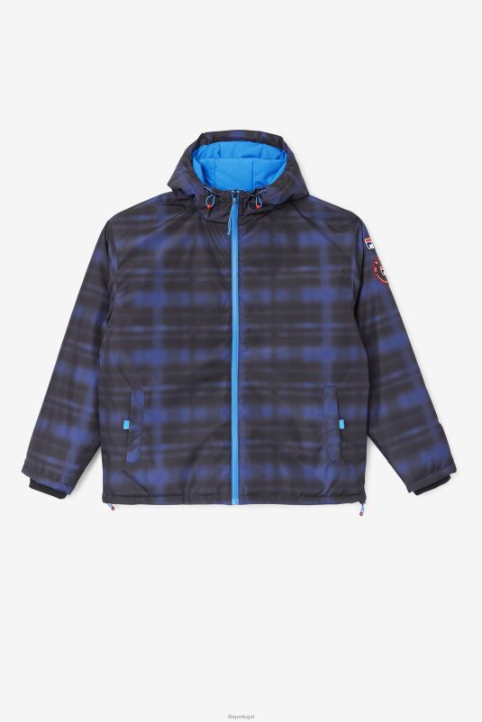PPH0J891 verificação de sombra azul FILA jaqueta fila beta puffer blue shadow check
