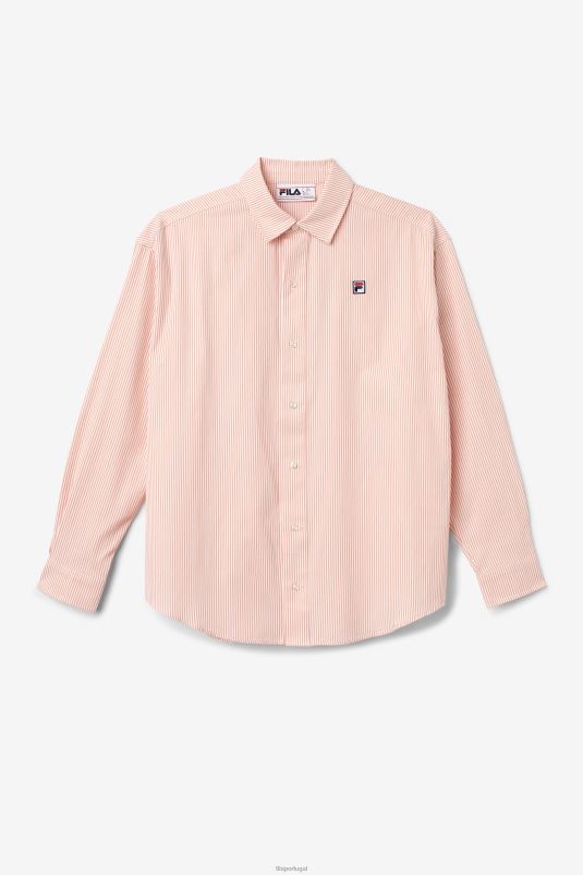 PPH0J1398 amêndoa coral/branco FILA camisa social ariella coral amêndoa/branca fila