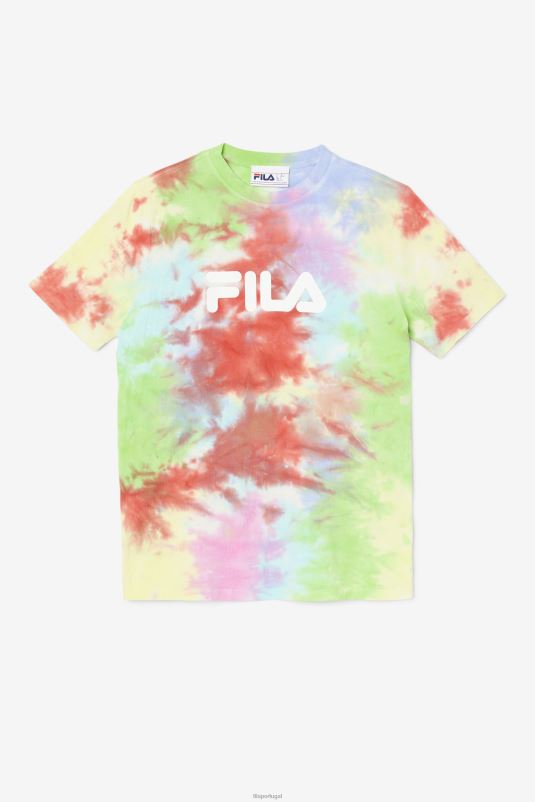 PPH0J1405 verde/branco/pervinca/vermelho FILA fila alívio tie dye tee green/white/perwinkle/red