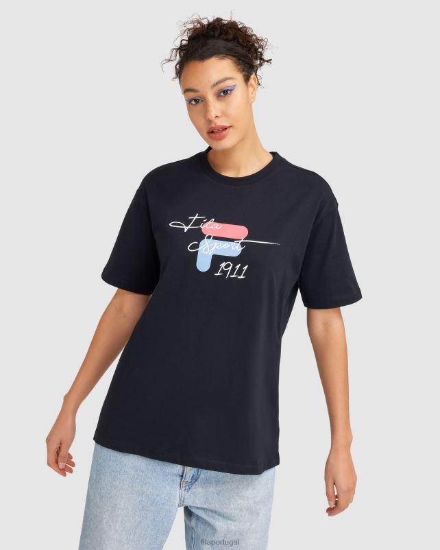 PPH0J2839 preto FILA camiseta fila cinzia feminina preta