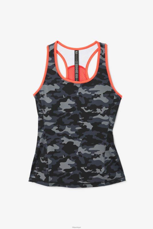PPH0J1870 camuflagem escura/coral quente/preto FILA regata fila dark camo/hot coral/preto uplift colorblock racerback
