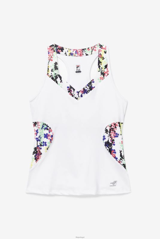 PPH0J2033 estampa floral multicolorida/branca FILA regata pickleball halter multicolor estampa floral/branco fila