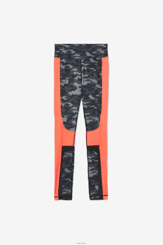 PPH0J1976 camuflagem escura/coral quente/preto FILA legging forza color block fila dark camo/coral/preto