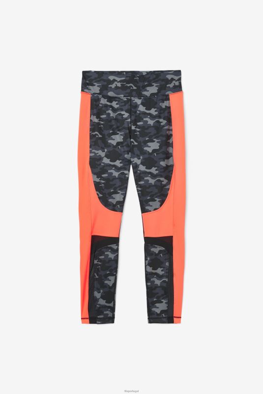 PPH0J2000 camuflagem escura/coral quente/preto FILA legging forza color block fila dark camo/hot coral/preto