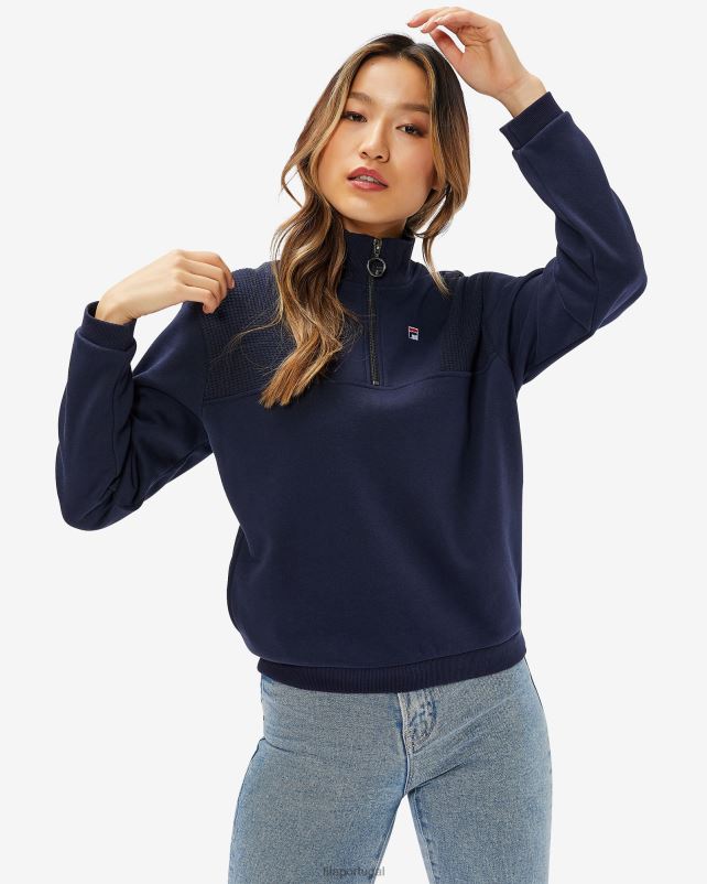 PPH0J2965 marinha FILA emblema fila feminino qtr zip azul marinho