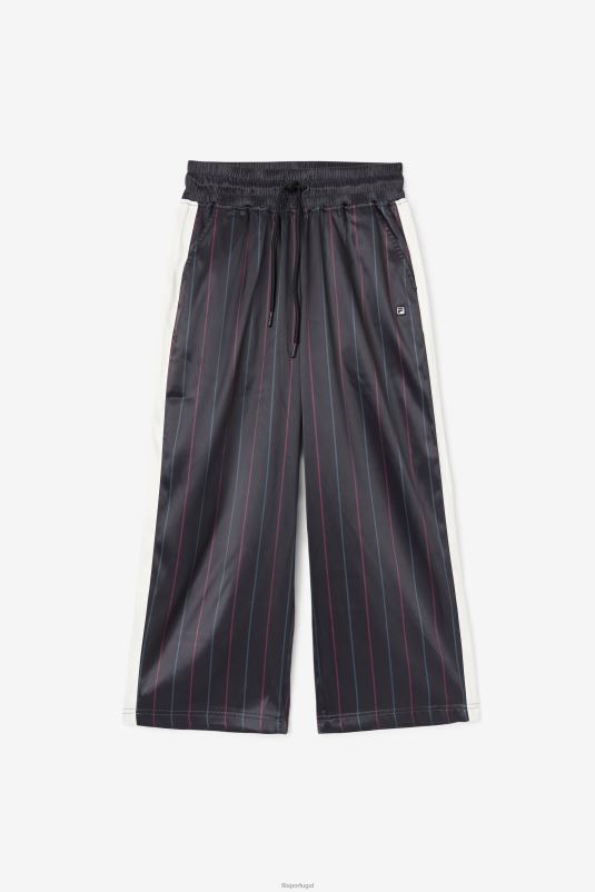 PPH0J1665 preto/tofu FILA calça cropped de cetim fila aviana preta/tofu