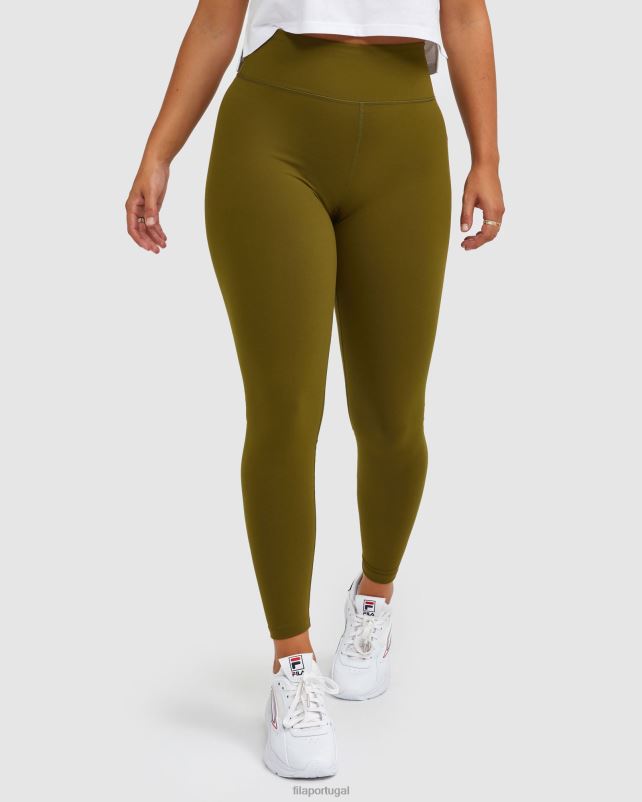 PPH0J2987 azeitona militar FILA emblema feminino tight militar olive fila